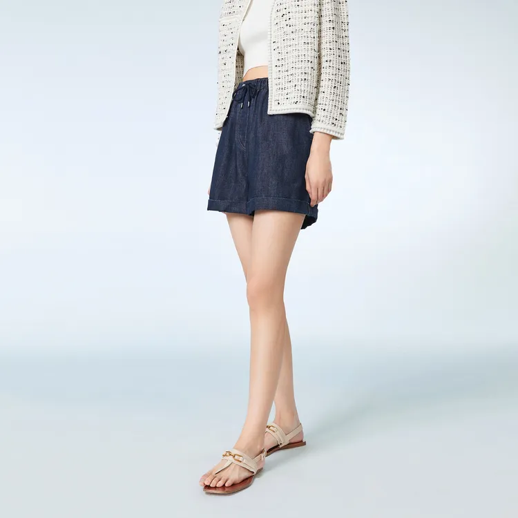 OVV Denim Shorts Women's Denim Blue Solid Color 10-4
