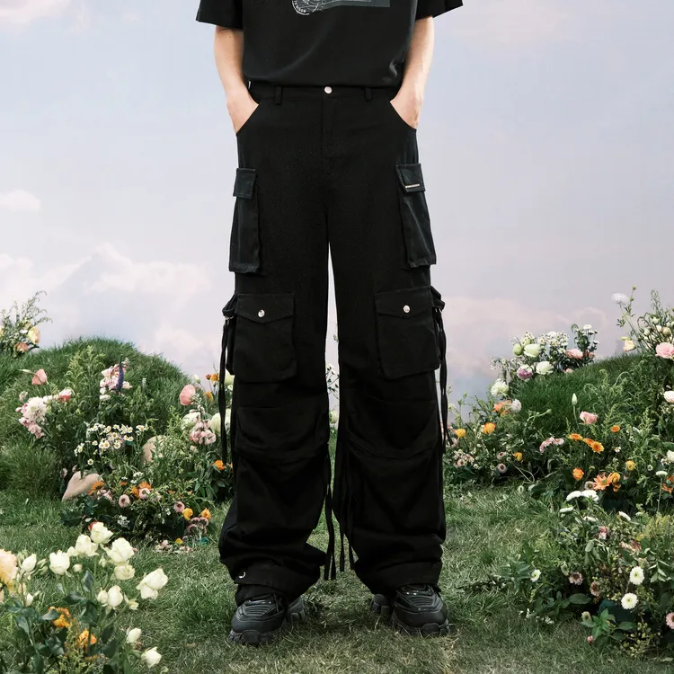 Bosieagender Cargo Pants Unisex Black-3