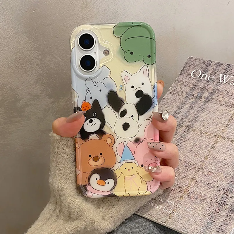 Sopi Acrylic Material All Over Animal Collection Phone Cases Compatible With IPhone 16/15 Pro Max/Apple 13/14 Pro/Max-1