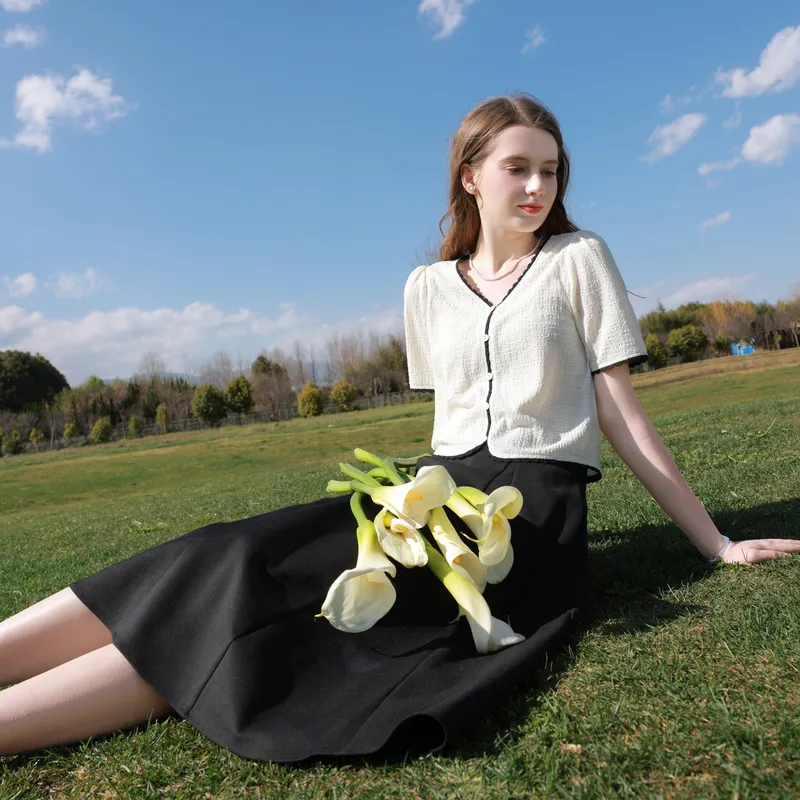 3COLOUR Casual Long Skirt Women's Classic Black-5