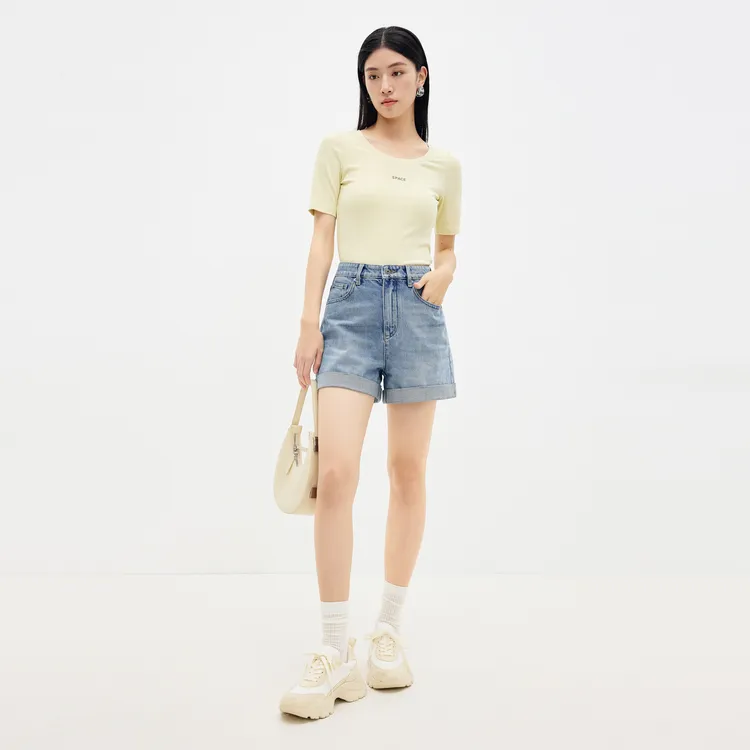 SHUIYUNJIAN T Shirts Women's Champagne Yellow-4