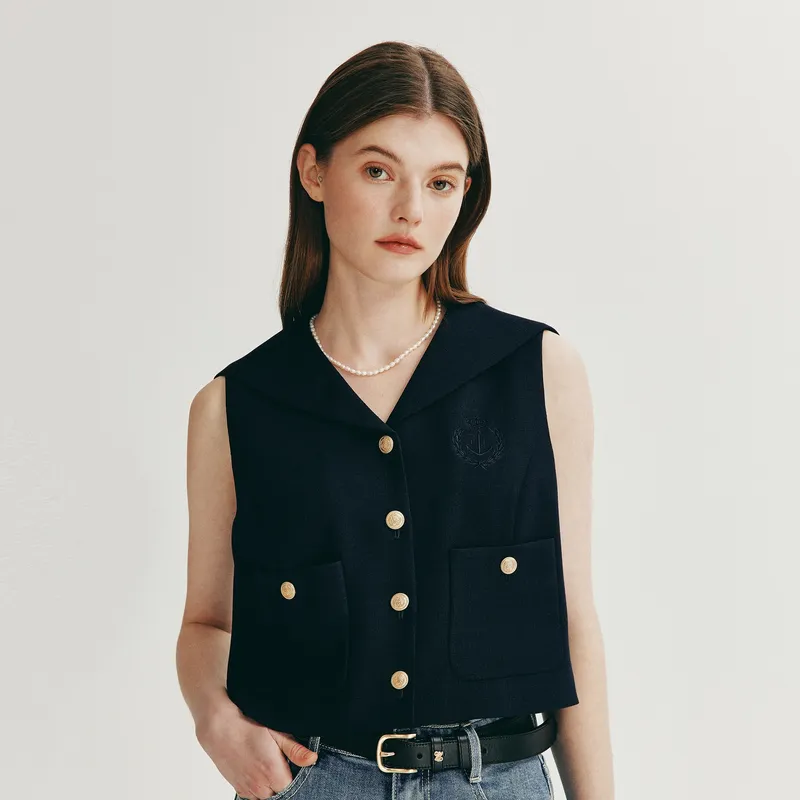 E.land Vests Women's Navy Blue 59Navy-2