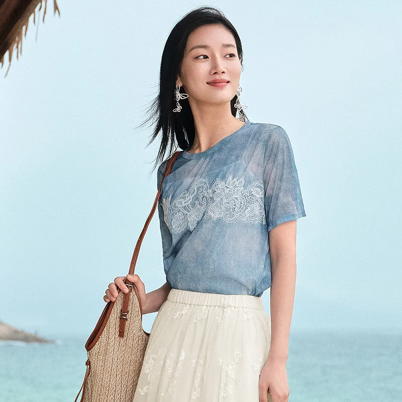 JZ. ANNAKRO Chiffon Shirt Women's Sky Blue-4