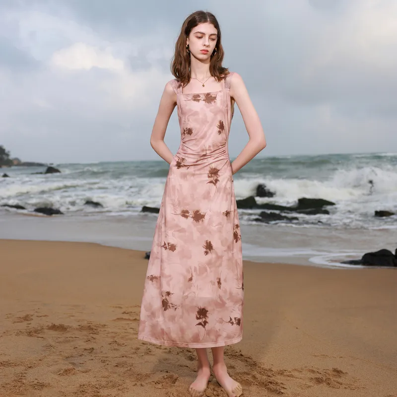 3COLOUR Slip Dress Women's Cinnamon Powders Floral-6