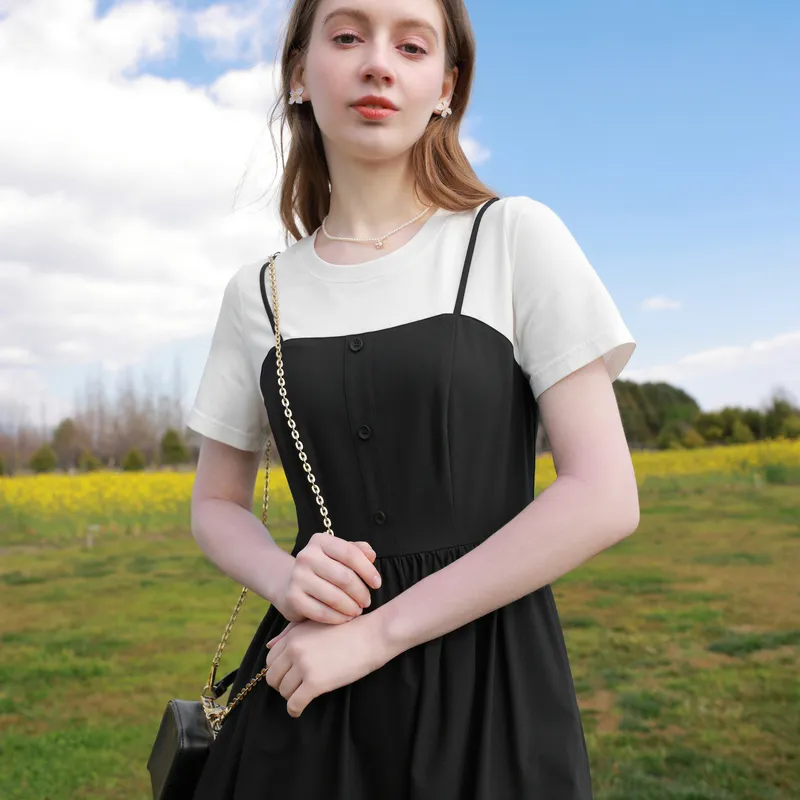 3COLOUR Short Sleeved Dresses Women's Black/White-2
