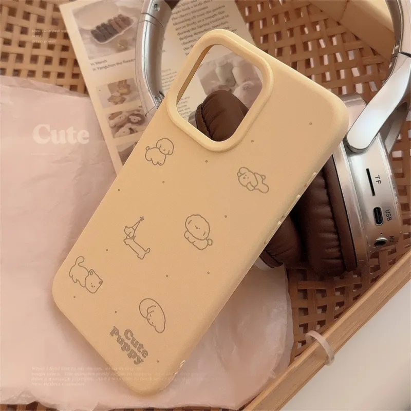QIZHENG TPU Material Line Puppy Creative Abstract Phone Case Compatible With Apple 16 Pro Max/15/14/13/12/11-4