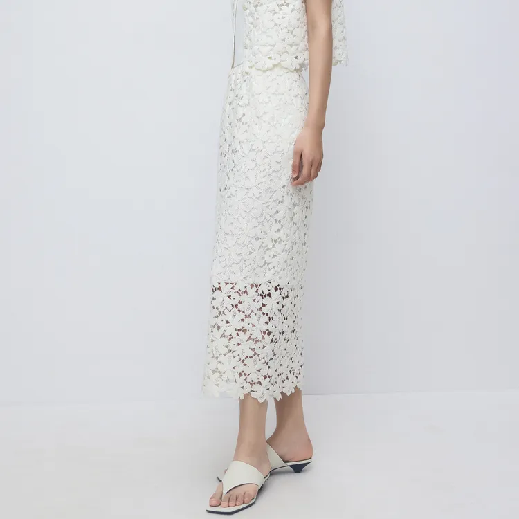 SHUIYUNJIAN Casual Long Skirt Women's Ivory White-3