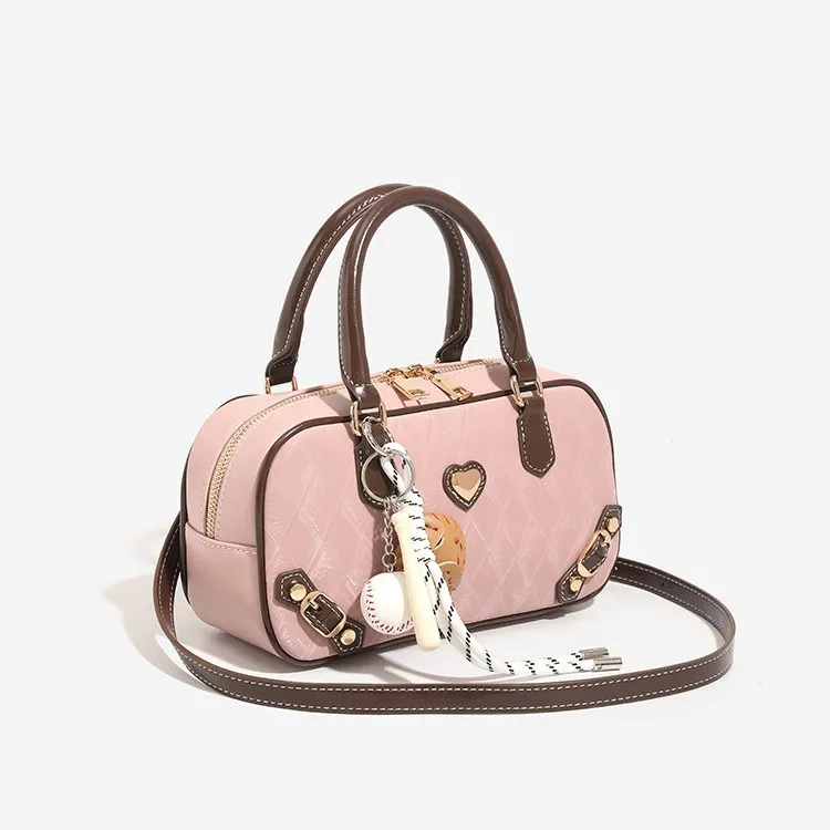 MINLUBAOLUO Synthetic Leather Handbag Women's Pink-3