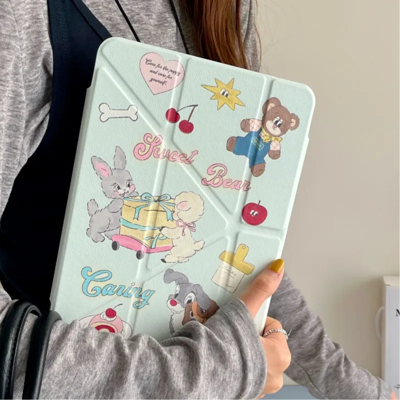 Sopi American Illustration Rabbit Stroller Compatible With IPad Pro/Air 5/Mini 6/7 Tablet Protective Cases-2