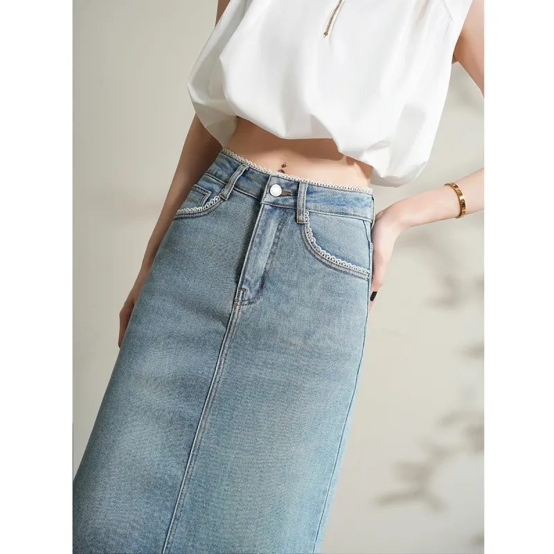 TERRE BLEUE Denim Long Skirt Women's-6