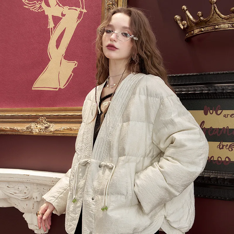 ELF SACK Down Jackets Women's Chinese Style White-4