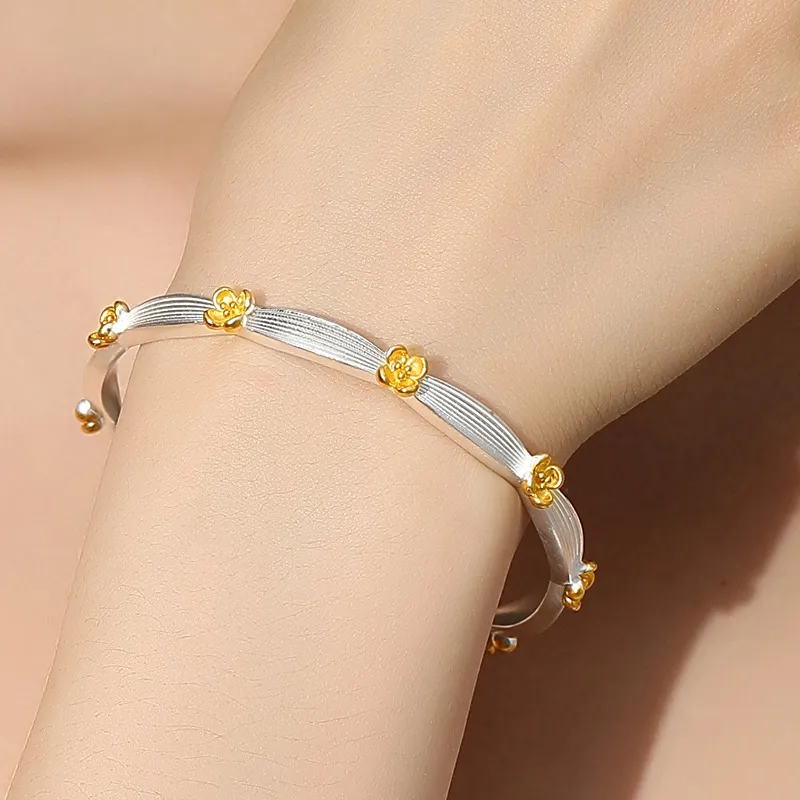 YASHENGZHUBAO 999 Fine Silver Sterling Silver Bracelets Women's-1