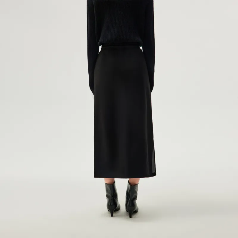 HLA Casual Long Skirts Women's Black W4-4