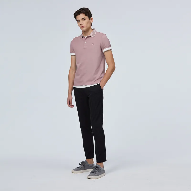 DIDIBOY Polo Shirts Men Flesh Pink-4