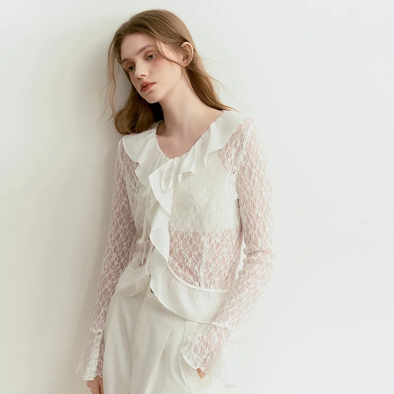 LEDIN Chiffon Shirt Women's Bright White-5