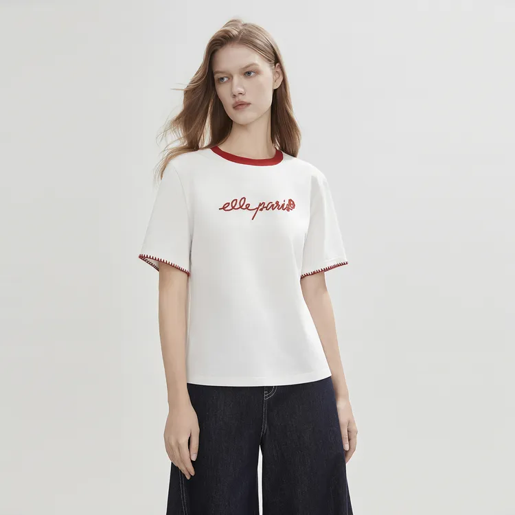 ELLE T Shirts Women's White-3