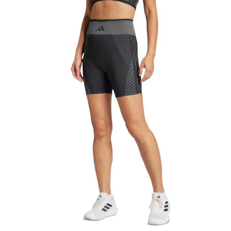 Adidas Women's Knitted 5 Inch Leggings Black/Grey Six-2