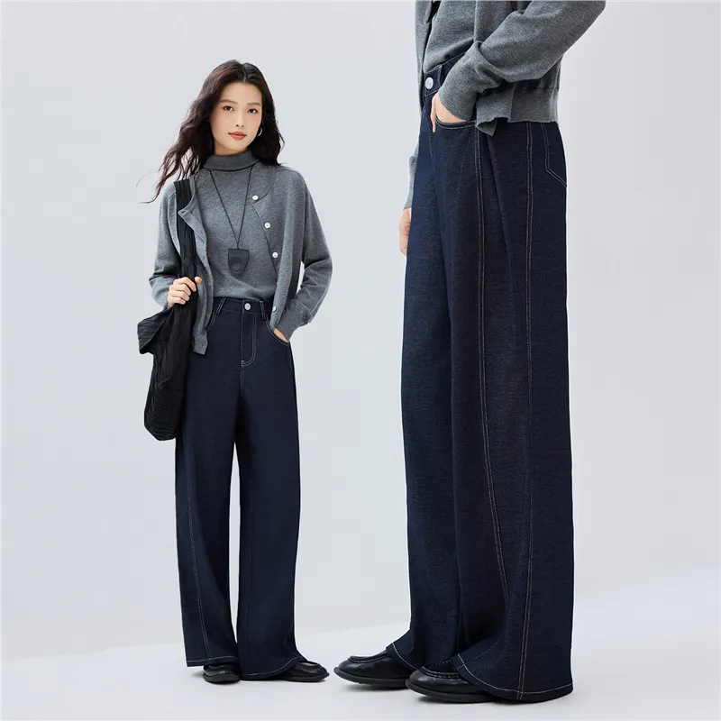 UNIQLO Casual Pants Women's Dark Blue Denim-4