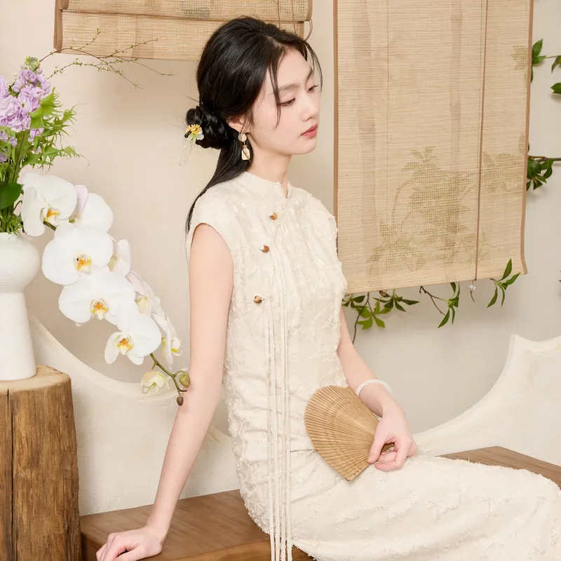3COLOUR Short Sleeved Dress Women's Ecru-5
