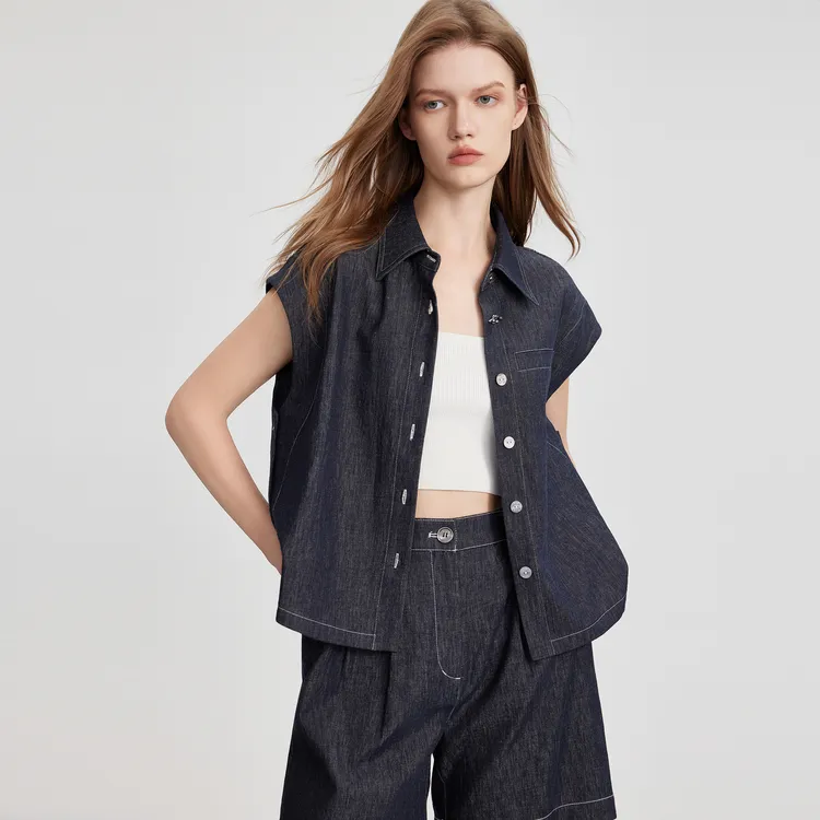 ELLE Shirts Women's Denim Blue-3