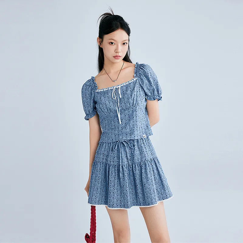 LEDIN Chiffon Shirt Women's Ice Bay Blue-2