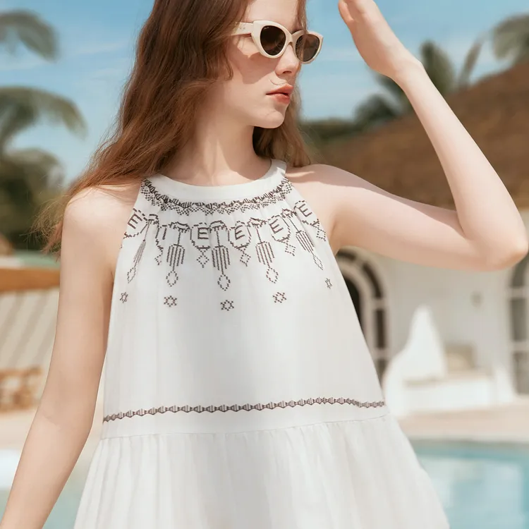 ELLE Sleeveless Dress Women's White-4