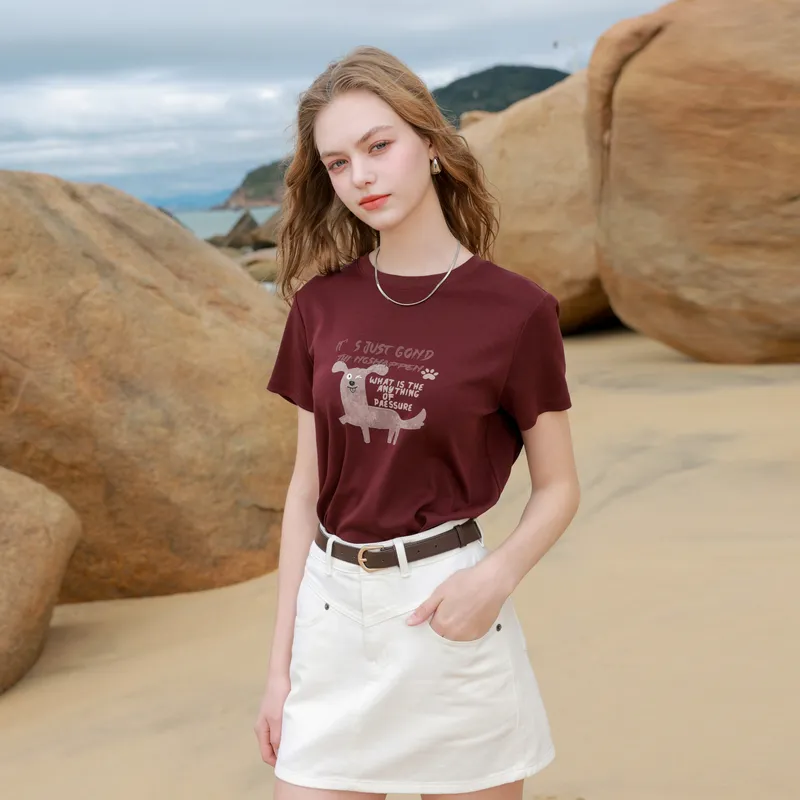 3COLOUR Regular T Shirt Women's Ancora Red-2