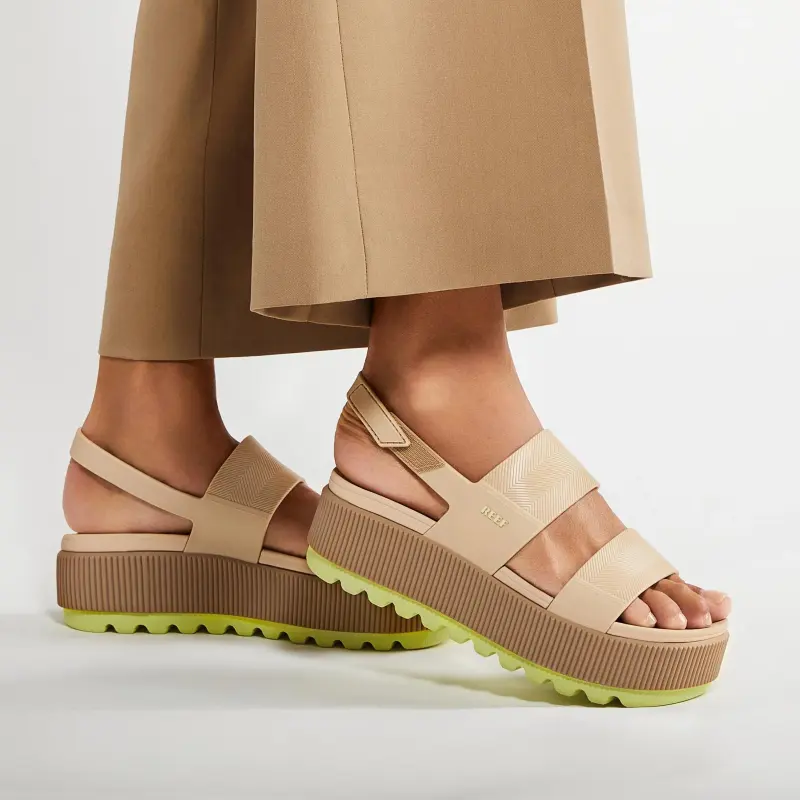 REEF Water Vista Higher Strap Sandals High Heel 5-8cm Women's Beige-4