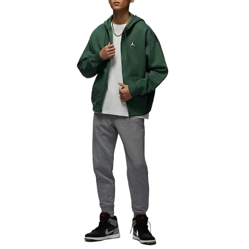 Jordan Brooklyn FleeceOVERSIZED Sweatshirt Men's Fir Green/Sail White-2