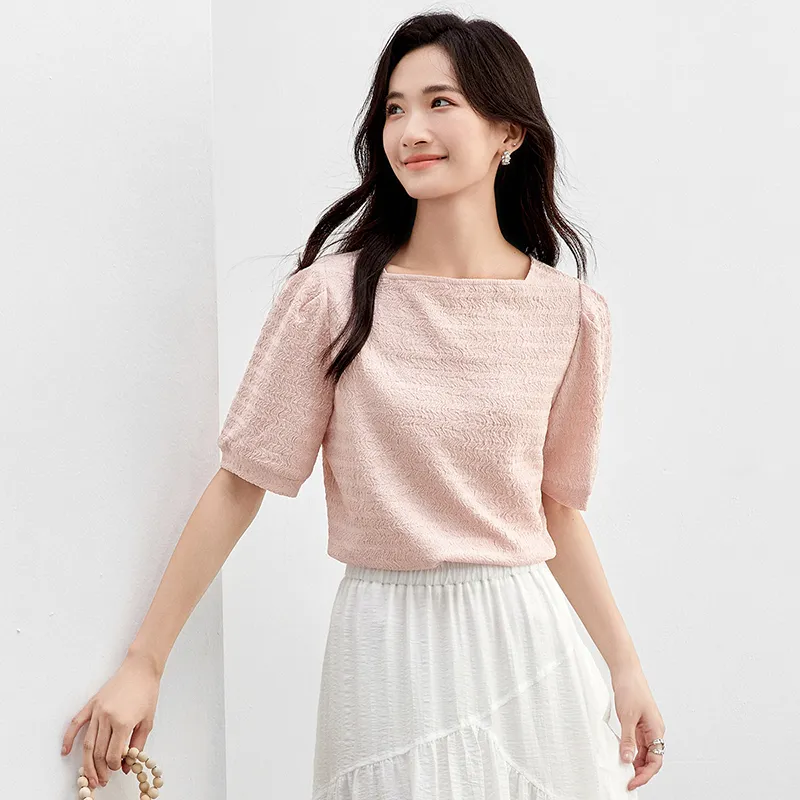 SENTUBILA Puff Sleeve T Shirt Women's-3
