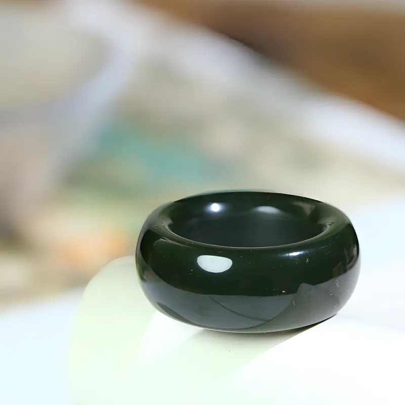 Jade Charm Yao Hetian Jade Rings Green Jade Unisex-1