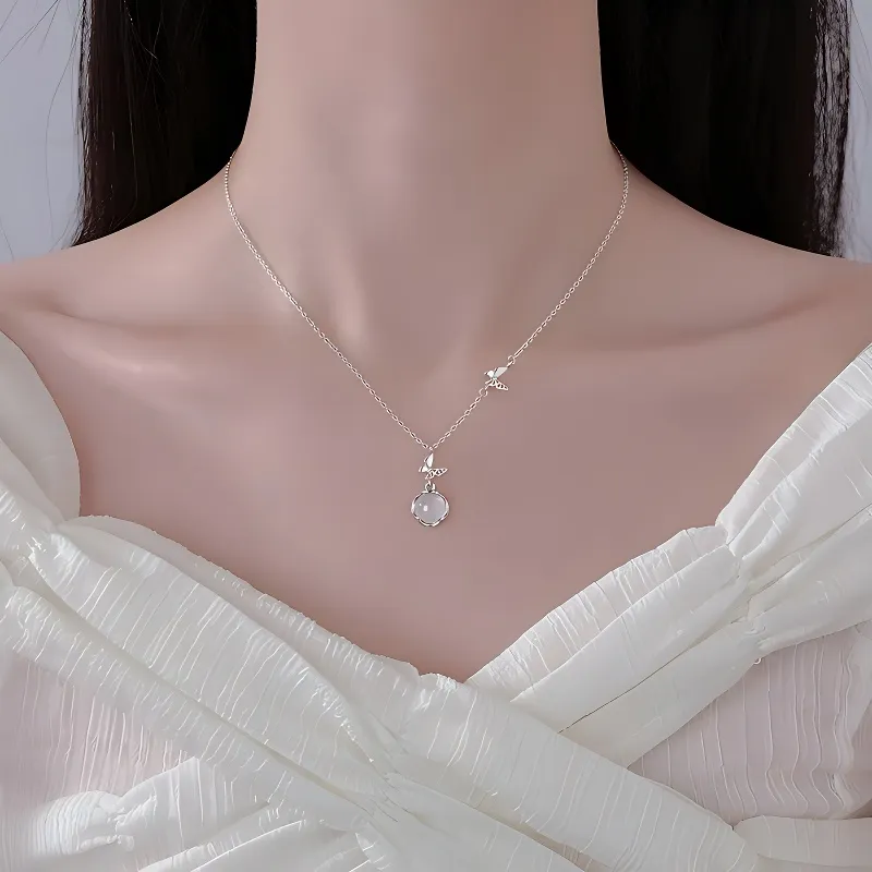 Bubble Scallops Chalcedony Jade Necklaces Women's-2