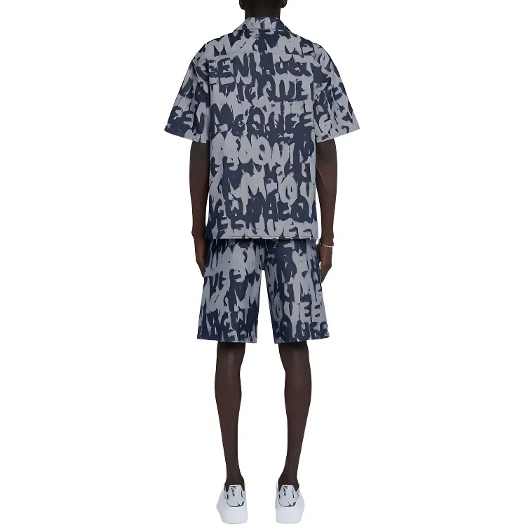 Alexander McQueen Graffiti Printed Bermuda Denim Shorts-2
