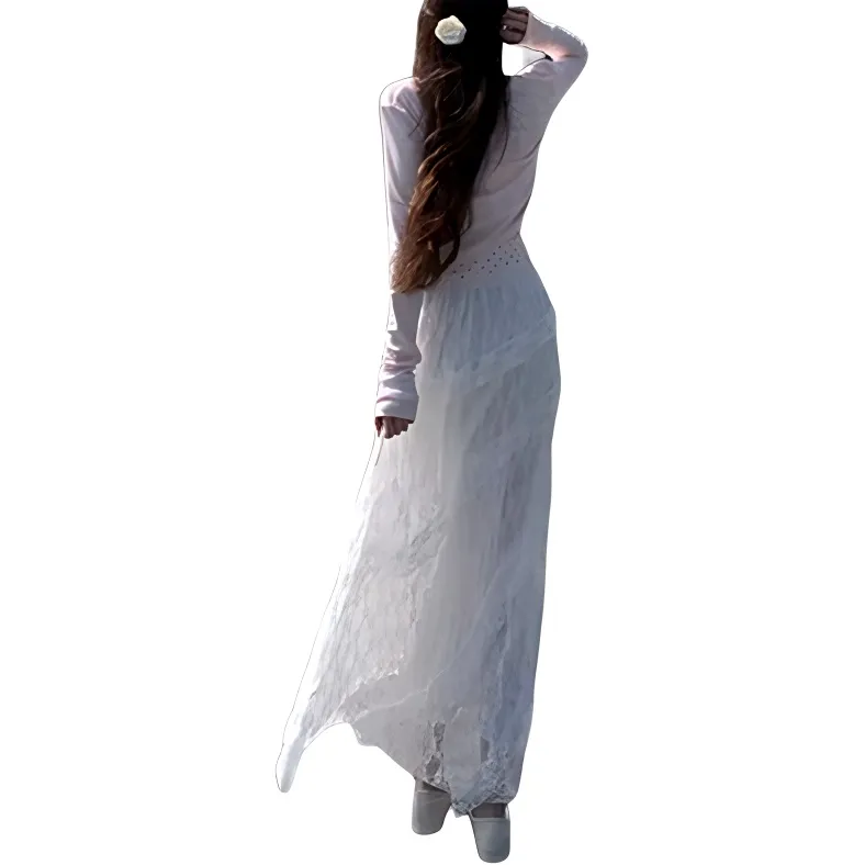 The Temptation Of The Muse Casual Long Skirt Women's White-0