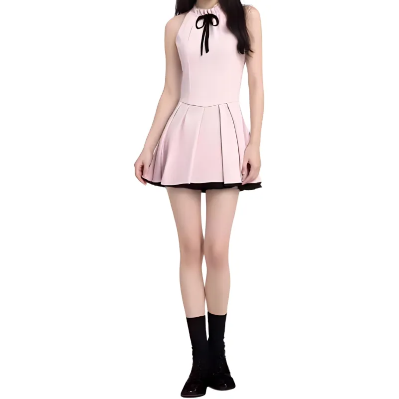 Mu Xiao Xin Sleeveless Dress Women's Pink-5