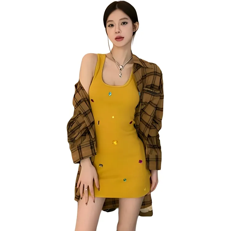 DOSOHEB Slip Dress Women's Yellow-1