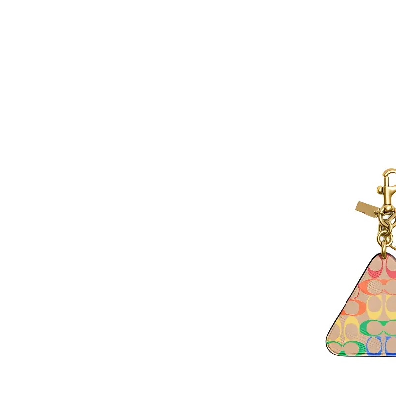 COACH Canvas With Leather Bag Charm Bag Accessory Unisex Khaki & Rainbow-2