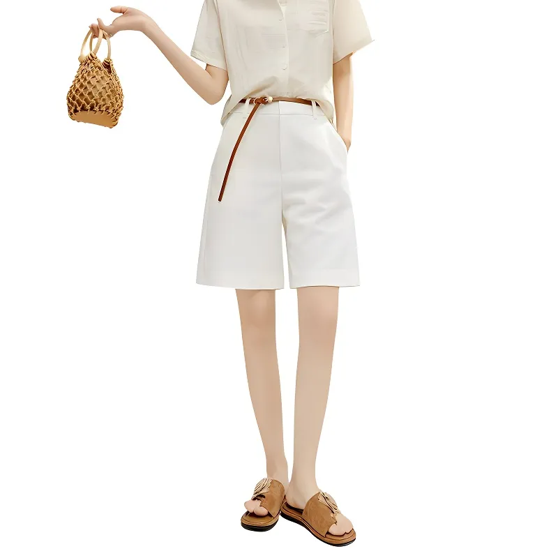 Late White Casual Shorts Women's-2