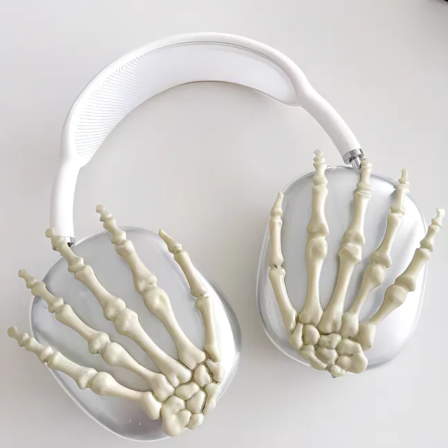 IXN Compatibility Apple AirPods Max TPU Quirky Fun Skeleton Hand, Impact Resistant Bluetooth Headphone Cases-3