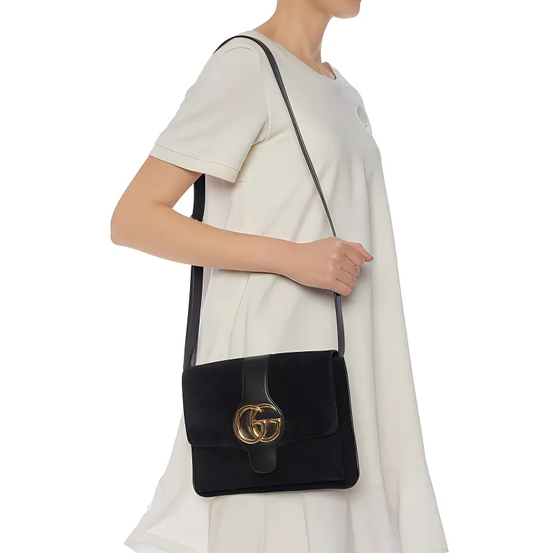 GUCCI Arli Cow Leather Crossbody Bag, Shoulder Bag Medium Size Women's Black-5