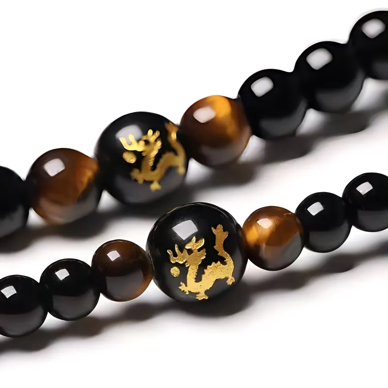 MUSHIFEN Obsidian Beaded Bracelet 108 Pcs Multi Wrap Unisex-3