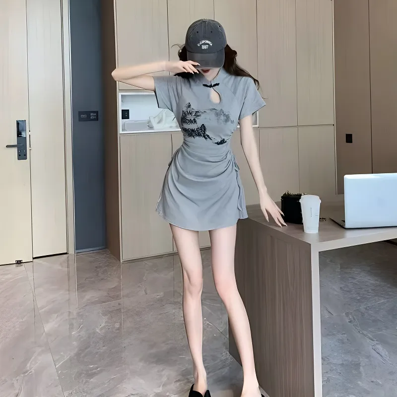 OYANXI Short Sleeved Dress Women's-5
