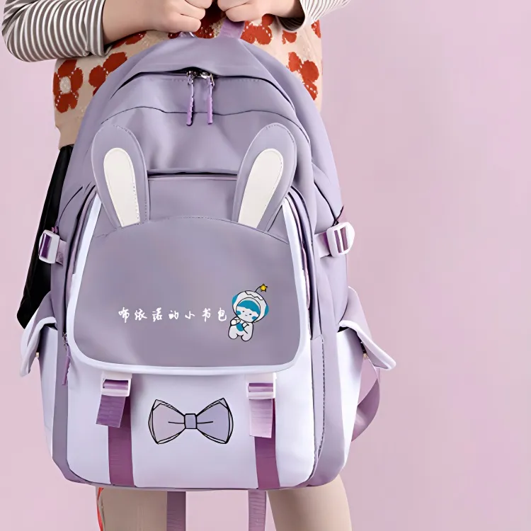 Bueno Nylon Fabric Backpack Regular Unisex Pink-10