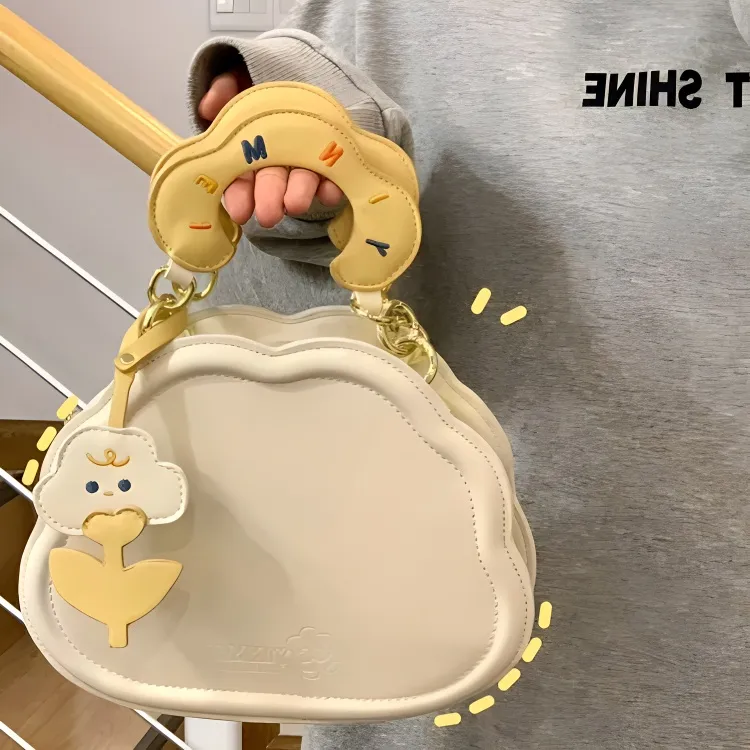 GATOER PU Handbag Regular Women's White/Yellow-1