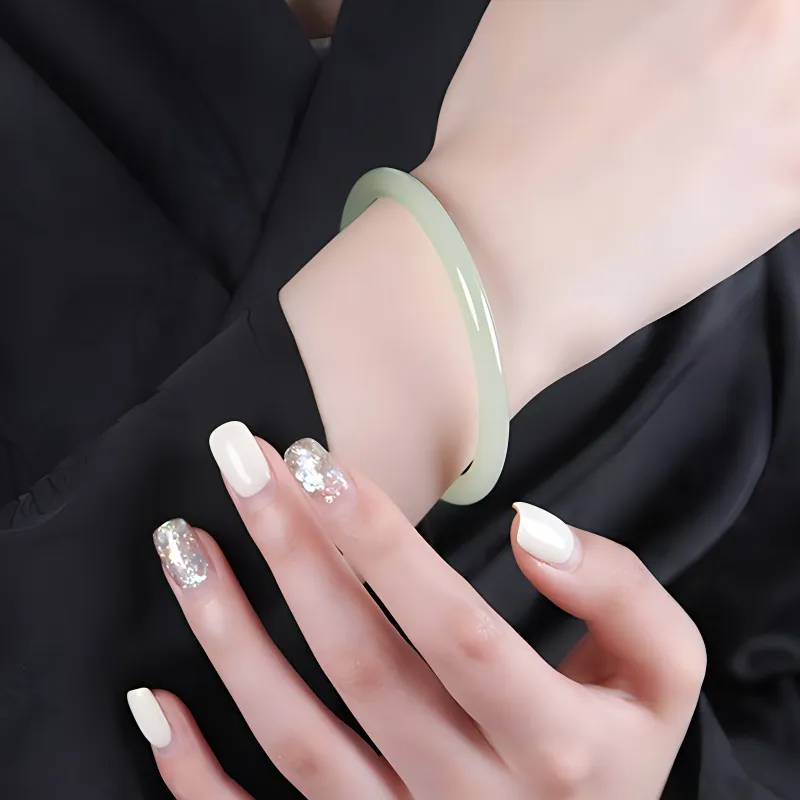 MUSHIFEN Hetian Jade Bangles Green Jade Women's-1