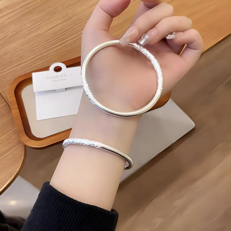 Bowl S999 Fine Silver Bangles Unisex-4