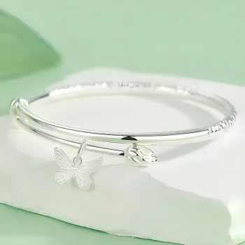 Bear Silversmith 999 Fine Silver Sterling Silver Bangle Women's
