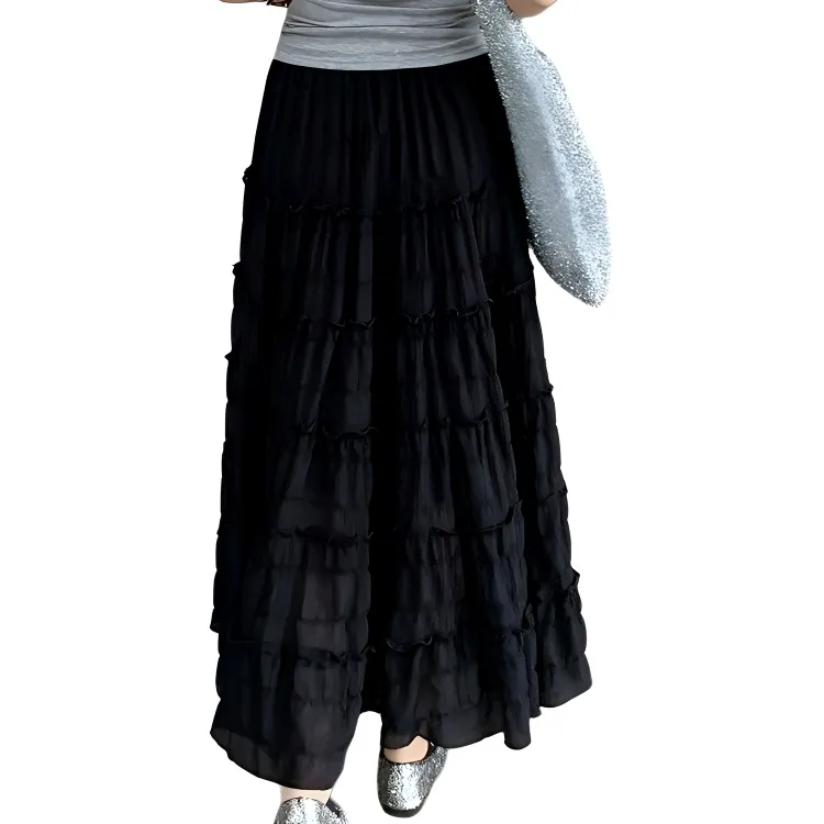 HTHK Casual Long Skirt Women's White/Black-1