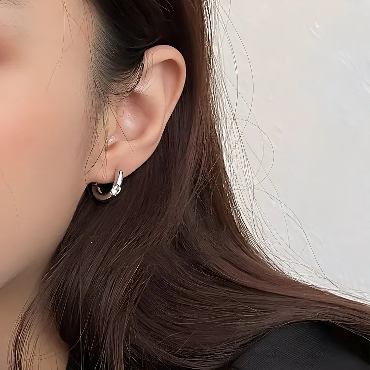 May10th S925 Sterling Silver Stud/Zircon/Alloy Earrings Women's-1