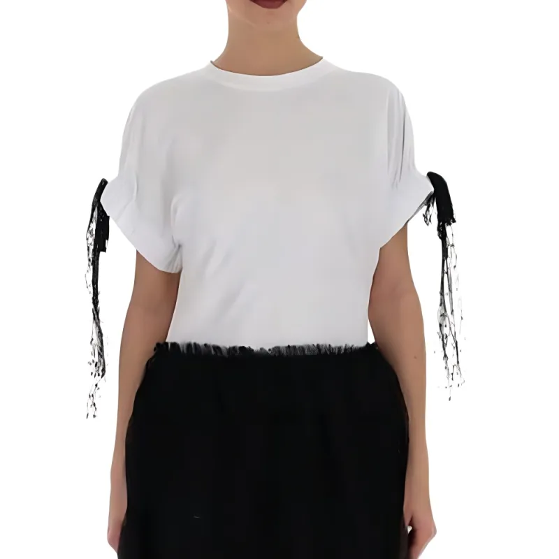 RED VALENTINO Short Sleeved Dress Women's Black White-3